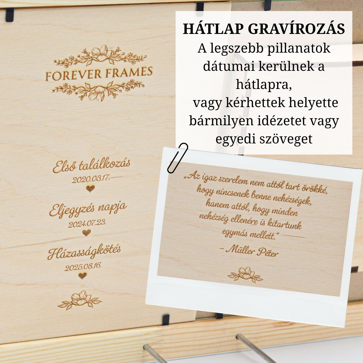 Homokceremónia szett fényképtartóval